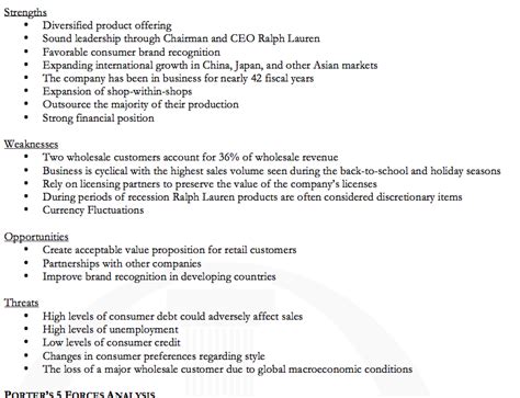 Ralph Lauren SWOT Analysis .